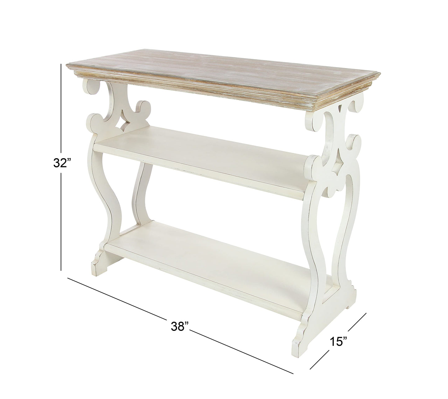 Deco 79 Farmhouse Wood Console Table or Living Room, Entry Way, Hallway, 38" x 15" x 32", White/Brown - WoodArtSupply