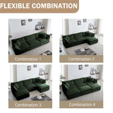 Ravy Concept 111.57" Modular Sectional Couch with L Shaped Chaise, Modern Couch for Living Room, Sofa in A Box, Oversized Sofa Sleeper with Deep Seat, Green Ravy Concept