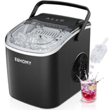 EUHOMY Countertop Ice Maker Machine with Handle, 26lbs in 24Hrs, 9 Ice Cubes Ready in 6 Mins, Auto-Cleaning Portable Ice Maker with Basket and Scoop, for Home/Kitchen/Camping/RV. (Black) EUHOMY