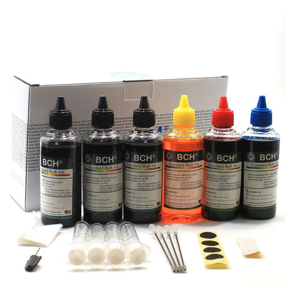 BCH Standard Refill Ink Kit for All Printers – 600ml Bulk Ink (3X Black, Cyan, Magenta, Yellow) – UV-Resistant Dye for Consistent Print Quality