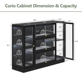 BONITURE Display Cabinet with Acrylic Glass Doors,Extra Wide Curio Cabinet with LED Lighting for Collectibles, Collectibles Toy Organizers Rack & Display Shelf Display Case, Black BONITURE