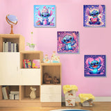 KOJEFCV 4 Pack Cartoon Paint by Numbers for Kids with Framed Canvas-with Wooden Easel, Paint by Number for Kids Ages 4-8-12, DIY Easy Acrylic Oil Painting Kits for Home Wall Decor (8X8inch) KOJEFCV