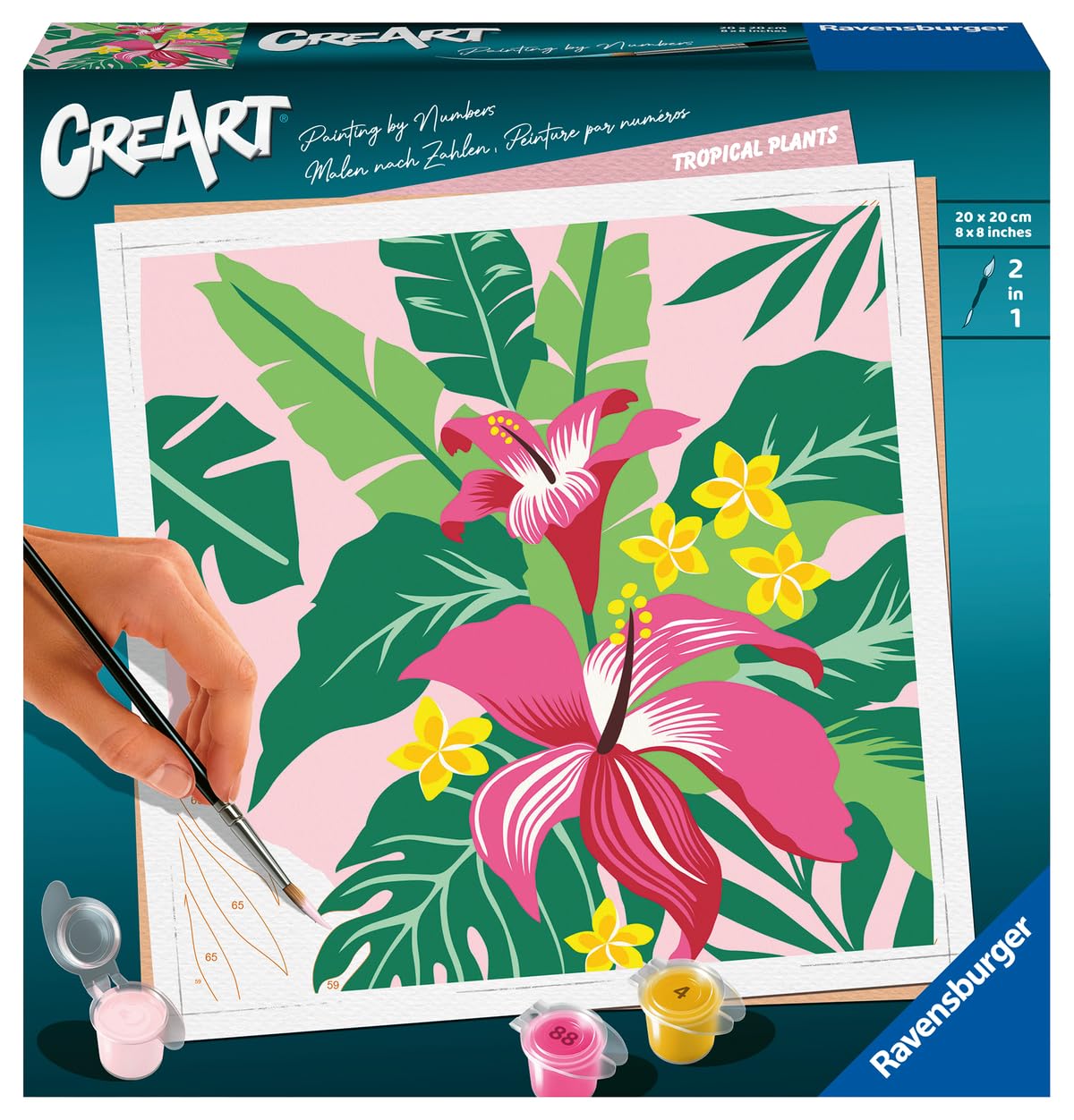 Ravensburger CreArt Tropical Plants Paint by Numbers Kit for Adults - 23518 - Painting Arts and Crafts for Ages 12 and Up Ravensburger