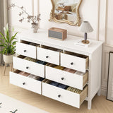 LYNSOM White Dresser for Bedroom, 7 Wide Drawer Deep Dresser with Metal Handles, Wood Dressers & Chests of Drawers for Hallyway, Entryway LYNSOM