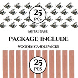 50PCS Wicks Wooden Set for Candles – 25PCS Candle Wicks with 25PCS Metal Base for Candlescience DIY Supplies YARRD