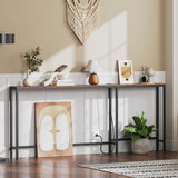 YATINEY L Shaped Console Table, 5.9" Long Narrow Sofa Table, Behind Couch Table, Entryway Table with 2 Outlets and 2 USB Ports, for Living Room, Hallway, 3 Assembly Options, Rustic Brown CT07UBR YATINEY