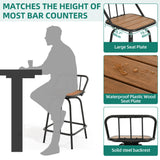 YITAHOME 24 Inches Swivel Bar Stools Set of 2, Counter Height Barstools Platic Wooden Seat with Backrests and Footrest, Industrial Metal Bar Stools for Outdoor Patio Home Kitchen YITAHOME
