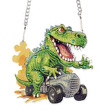 AiYuanzsh Diamond Painting Hanging Pendant Kit - Dinosaur Driving Car 5D Diamond Painting Kits for Adults - Crystal Rhinestones Diamond Art Pendant for Door Wall Window Home Xmas Halloween Decor AiYuanzsh