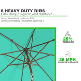 AreShark 10 FT Patio Umbrella for Outdoor, Outdoor Table Umbrella with Push Button Tilt and Crank, Outdoor Patio Umbrellas with 8 Sturdy Ribs, Patio Umbrellas for Market, Garden, Pool (Cerulean) AreShark