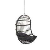 Hanging Chair with 8FT Chain, Egg Swing Chair Without Stand Outdoor Indoor, Wicker Rattan Hammock Egg Swing Chair with Hanging Chain, Ideal for Patio, Porch, Garden, Grey Ibraccieni