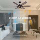 LuminFan 60 Inch Ceiling Fans with Lights and Remote Control, Farmhouse Ceiling Fan for Bedroom Living Room and Patio, Black Caged Ceiling Fan for Indoor and Outdoor LuminFan