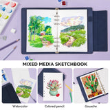 Lightwish Watercolor Sketchbook,100% Cotton Acid Free Watercolor Journal,300gsm/140lb Hot Press Watercolor Paper for Artists,Adults,Students,20 Sheets,9.25 * 6.3 Inches LIGHTWISH