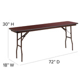 EMMA + OLIVER 6-Foot Mahogany Melamine Laminate Folding Training/Seminar Table - Event Table EMMA + OLIVER