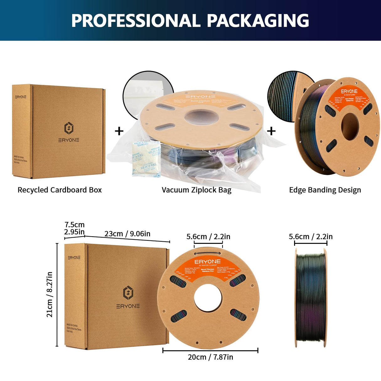 ERYONE Burnt Titanium Rainbow PLA Filament 3D Printer 1.75mm +/-0.03mm, 1kg(2.2LBS)/Spool, Galactic (Green & Blue & Rose Red) ERYONE