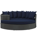 Modway Sojourn Wicker Rattan Outdoor Patio Sunbrella Fabric Daybed in Canvas Navy Modway