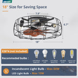 LEDIARY Caged Ceiling Fans with Lights and Remote, Flush Mount Bladeless Ceiling Fan Light Fixture, Small Farmhouse Industrial Low Profile Ceiling Fan for Bedroom Kitchen LEDIARY