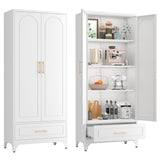 TIMELESS PIECES 75” Kitchen Pantry Storage Cabinet,Tall Storage Cabinet with Drawers and Adjustable Shelves,Modern Kitchen Hutch Cabinet,Freestanding Cupboard for Dining Room TIMELESS PIECES