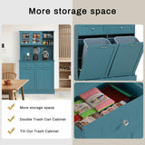 YOCONYO Double Tilt Out Trash Cabinet Storage Cabinet 20 Gallon with Two Solid Wood Hideaway Trash Holder Drawers, Dual Wooden Free Standing YOCONYO