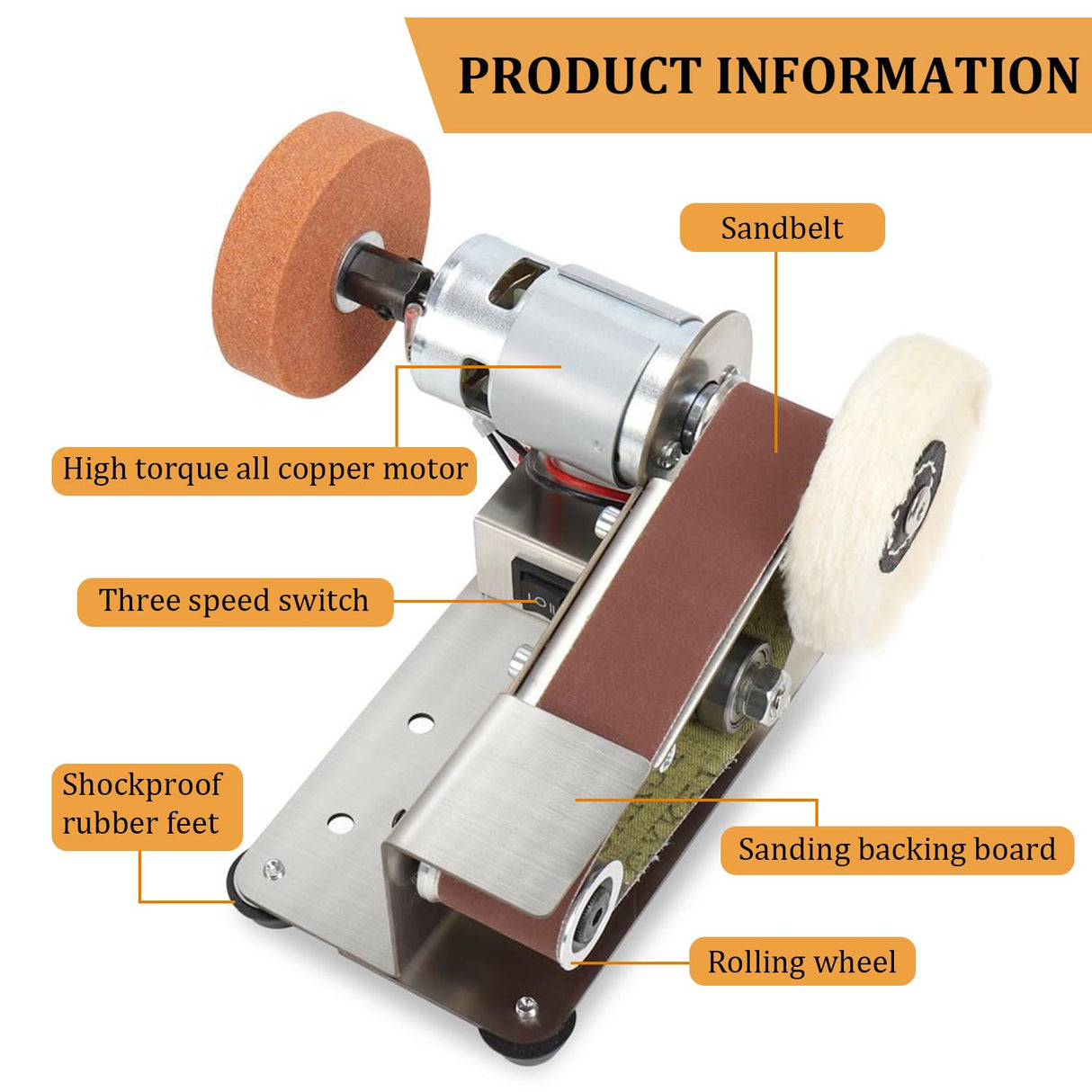 Mini Belt Sander Electric Bench Grinder Sanding Machine 7 Adjustable Speed Grinder Polisher 15 Degree Knife Knife Sharpener for DIY Woodworking,Metal Working,Knife Making,jewelry Making Savildo