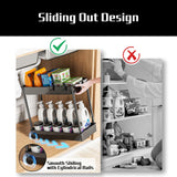 Cicilyna 2 Pack Under Sink Organizer, 2 Tier Bathroom Cabinet Organizers and Storage with Hook, Multi-purpose Storage Basket Shelf for Kitchen, Black Cicilyna