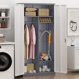 INTERGREAT Metal Storage Cabinet, 72" Armoire Wardrobe Closet with Doors, Storage Cabinet with Doors and Shelves,Tall Cabinet for Home Office, Bedroom, Laundry Room(New Gray) INTERGREAT