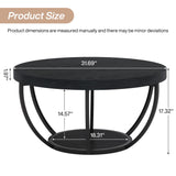 Tribesigns Round Coffee Table, Farmhouse 32" Circle Coffee Table for Living Room, Modern 2-Tier Wood Accent Center Table with Storage Open Shelves, Black Tribesigns