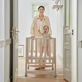 MAMAZING EvoNook 6-in-1 Convertible Mini Crib - Easy Assembly, Portable Folding Baby Mini Crib with Mattress, 100% New Zealand Pinewood, 4 Adjustable Mattress Heights, Washed Nature with Mattress MAMAZING