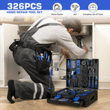 SundpeyPRO 326-PCS Home Tool Kit - Portable Basic Home Repair Tool Set - General Complete Household Outils Box with Hot Glue Gun & Drawer Storage Case for Men Women Homeowner Diyer Handyman SundpeyPRO