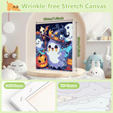 Reivworl Ghost Paint by Numbers Kit for Kids, Ghost Paint by Number with Frame and Easel, Paint by Number Kids Age 5-8-12 for Gifts and Decor (8X8 Inch) Reivworl