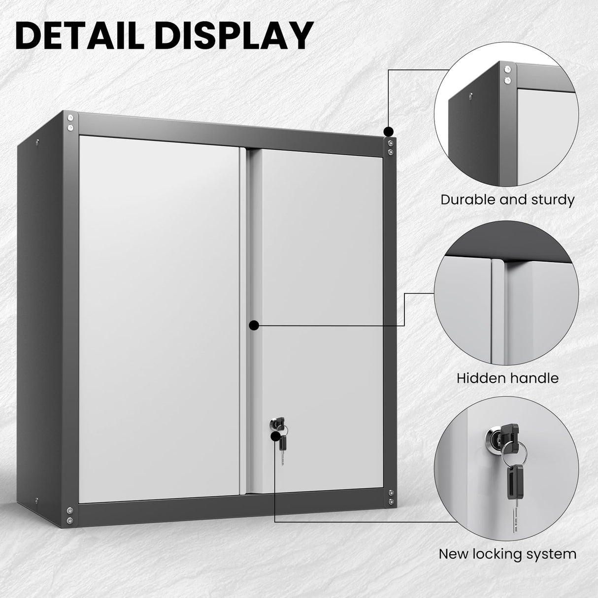 STEELIST Metal Wall Cabinet, Metal Garage Cabinets Wall Mount, Metal Wall Cabinets for Garage, Tool Cabinets with Lockable Doors and Shelves, Garage Cabinet for Home, Office, Basement STEELIST