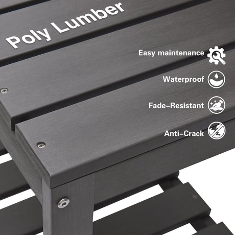 Psilvam Outdoor Poly Lumber Potting Bench, Polystyrene Garden Table with Storage Shelves, All-Weather Patio Work Station for Gardening(Grey) Psilvam