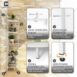 CAPHAUS 5-Tier Corner Shelf, Tall 59.1-Inch White Metal Frame Display Rack, Bookshelf Unit for Bathroom, Living Room, Home, Office CAPHAUS