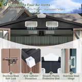 Aoxun 6.2x4 FT Shed Outdoor Storage Shed Metal Garden Shed with Lockable Doors & Slooping Roof Tool Shed Bike Shed for Backyard, Patio, Poolside (Brown) Aoxun