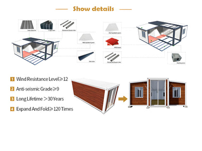 Generic 20Ft x 40Ft Prefab Home – Modern Luxury House with 3 Bedrooms, 1 Bathroom & Kitchen, Waterproof, White - Black Design., LHZ346603