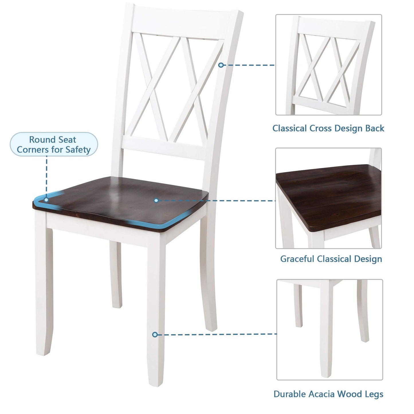 Merax Dining Table Set for 4, Dining Room Set, Kitchen Table Sets, Wood Dining Table and Chairs Set, Dining Set for Dining Room/Kitchen Room/Small Spaces, Cherry+White - WoodArtSupply