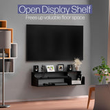 DIZAII Floating TV Stand, 3 Tier Floating Entertainment Center, 43" Floating TV Stand Wall Mounted, Floating TV Shelf, Black Under TV Cabinet, Floating Shelf for Under TV DIZAII