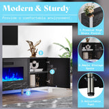 AMERLIFE 80" Modern TV Stand with Electric Fireplace & 2 LED Bookcases - Black Entertainment Centre for TVs Up to 90" AMERLIFE