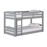 DHP Phoenix Convertible Low Wood Floor Bunk Bed, Stackable and Detachable Bed Frames for Kids, Solid Wood, with Ladder, High Guardrail, Wood Slats, No Boxspring Required, Twin-Over-Twin, Gray DHP