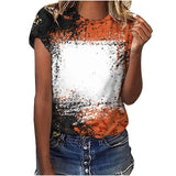 Ceboyel Womens Bleached Sublimation Blanks Shirts Leopard Graphic Tees Tops Short Sleeve Polyester Tshirts Cute Items Clothes Womens Activewear Tops Orange X2X Ceboyel