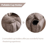 EBELLO Loveseat Recliner Sofa for Living Room, Extra Wide Modern Overstuffed 2 Seat Reclining Manual Sofa Chair, Daul Recliner with Hidden Armrest Cup Holders, Breathable Fabric, Light Brown(Loveseat) EBELLO