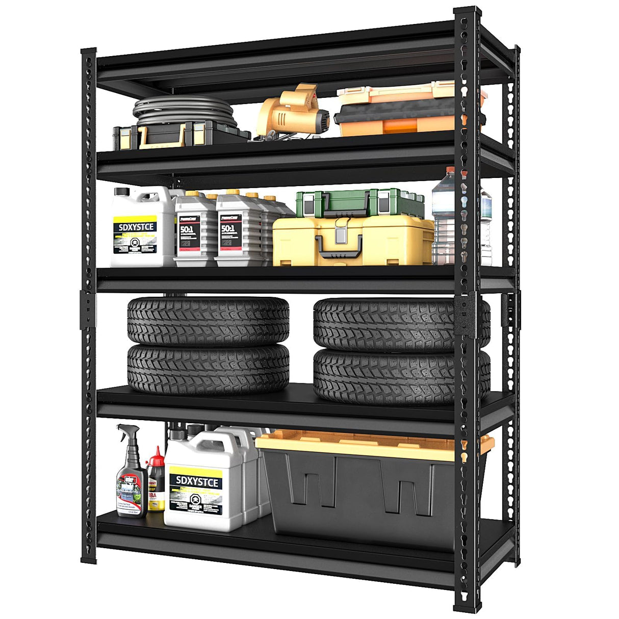 SDXYSTCE Garage Shelving Heavy Duty 2500LBS Loads, 48" W Adjustable Garage Storage Shelves, 5-Tier Metal Shelving Units and Storage, Industrial Utility Shelf, 48" Wx18 Dx78 H,Black SDXYSTCE