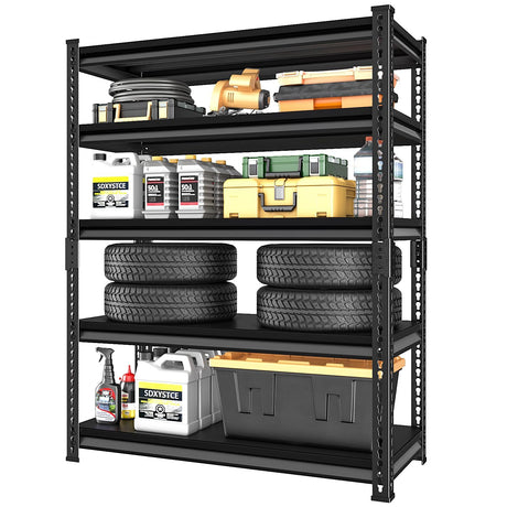 SDXYSTCE Garage Shelving Heavy Duty 2500LBS Loads, 48" W Adjustable Garage Storage Shelves, 5-Tier Metal Shelving Units and Storage, Industrial Utility Shelf, 48" Wx18 Dx78 H,Black SDXYSTCE