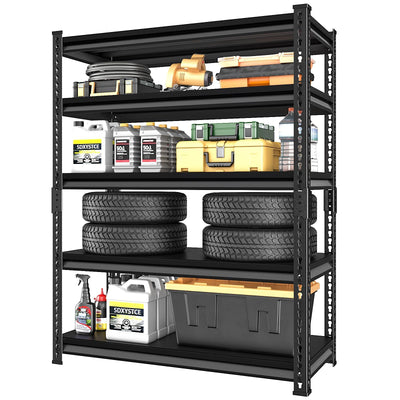 SDXYSTCE Garage Shelving Heavy Duty 2500LBS Loads, 48" W Adjustable Garage Storage Shelves, 5-Tier Metal Shelving Units and Storage, Industrial Utility Shelf, 48" Wx18 Dx78 H,Black