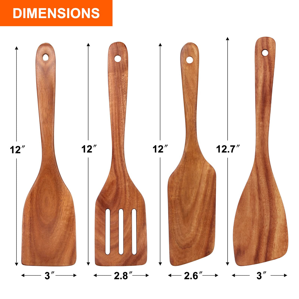 Best Wooden Spatula for Cooking Non Stick Kitchen Utensils Teak Wood Spatula Set of 4 Flat Slotted Turner Spatula for Baking Mixing Scraping Fish Spatula Wood Cooking Utensil Set Egg Flipper Spatula Ayiaren