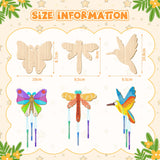 Leinuosen 30 Pcs Wind Chime Kit Hummingbird Wooden Wind Chimes Decorative Butterfly Windchimes Hanging Dragonfly DIY Wind Chimes for Kids Indoor Outdoor Garden Home Patio Party Crafts Decorations Leinuosen