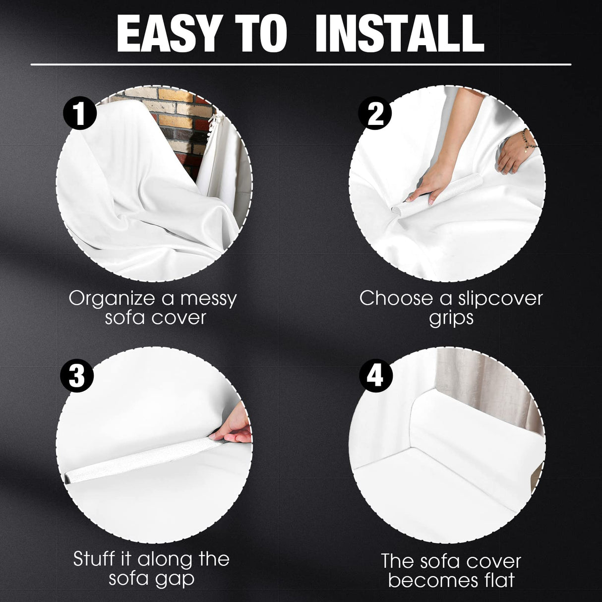 Namalu 12 Pieces Sofa Slipcover Tuck Grips Stretch Non Slip Foam Stick Couch Slipcovers Stretch Stick Thicker Cushion Grip for Sofa Essential Tuck Grips for Furniture Protector(White) Namalu