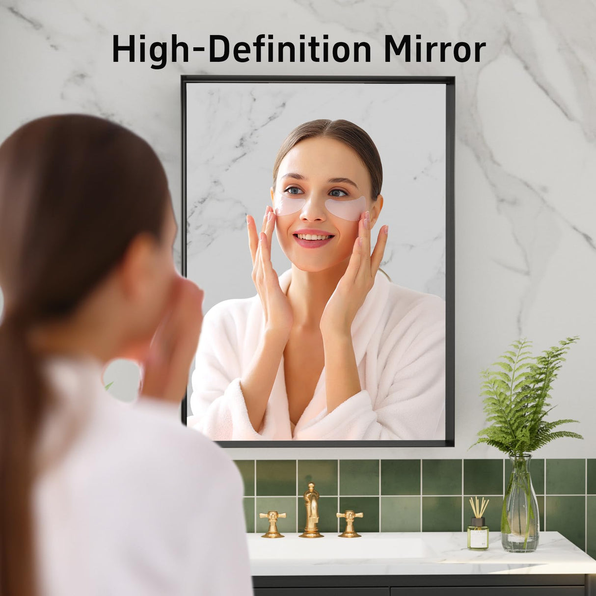 Dimelax Black Vanity Wall Mirror, 22x 30 Inch Rectangular Bathroom Mirrors for Over Sink, Aluminum Metal Framed Mirror, Tempered Glass, Anti-Rust, Wall Farmhouse Mirrors (Horizontal/Vertical) Dimelax