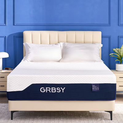 Grbsy Firm King Size Mattress, 14 Inch Cooling Gel Memory Foam Mattress, Back Pain Relief, Cooling Ice Silk Cover, Bed Mattress in Box, CertiPUR-US Certified