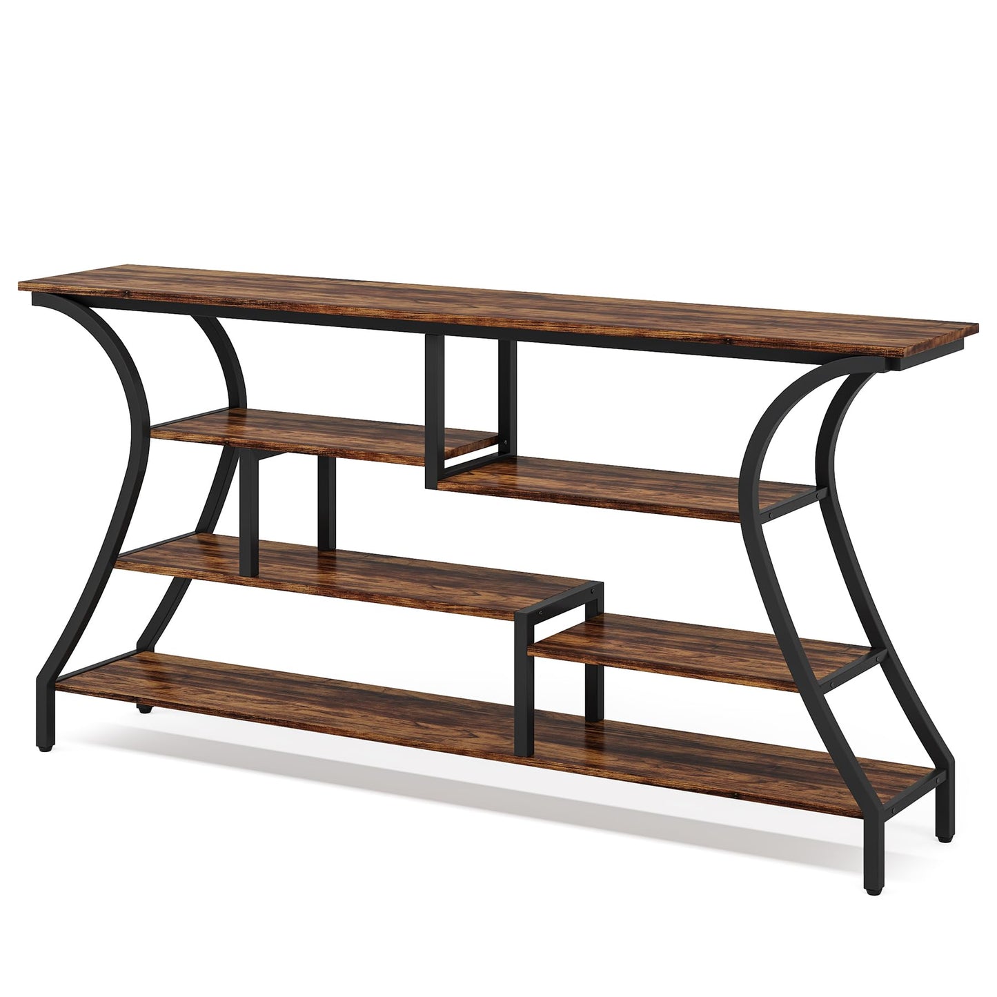 Tribesigns 70.9 Inch Extra Long Console Table, Industrial Narrow Sofa Table with Storage Shelves, 4 Tier Entryway Table Behind Couch for Hallway Foyer Living Room - WoodArtSupply