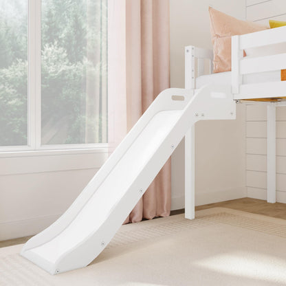 Max & Lily Twin Low Loft Bed with Slide and Stairs - Classic White Solid Wood Kids Furniture - WoodArtSupply